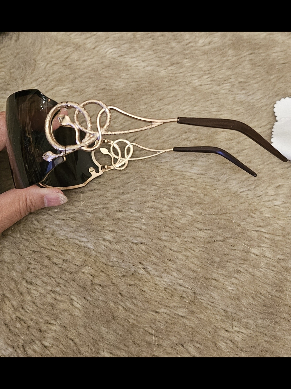 NEW Roberto Cavalli Cicno Serpent Sunglasses With Original Case, Literature Wipe